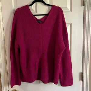 Ann Taylor Raspberry V-Neck Sweater